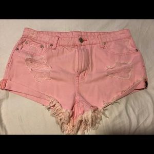 LF Distressed Pink Jean Shorts